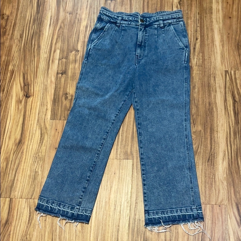 Faherty women’s 29 jeans high rise ankle cropped stretch blue denim straight